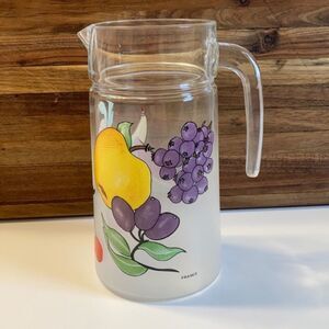 Vintage Made in France Frosted Glass Fruit‎ Pitcher